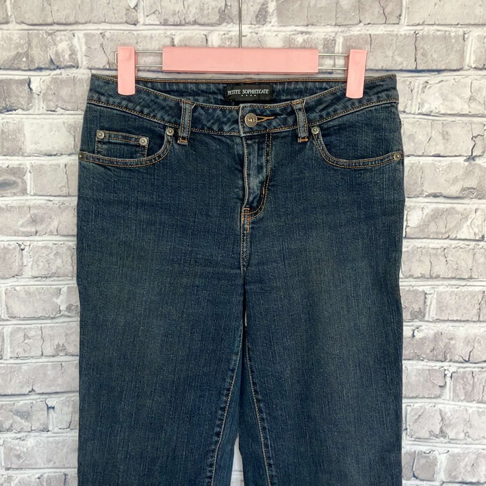 Petite Sophisticate Dark Blue Straight Leg Jeans, 4P Short - Picture 8 of 11